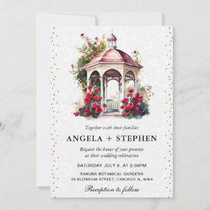 Watercolor Spring Garden Gazebo Wedding Invitation