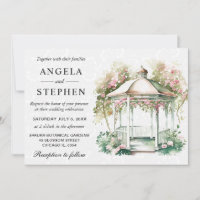 Watercolor Spring Garden Gazebo Wedding