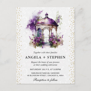 Watercolor Spring Garden Gazebo Wedding Postcard