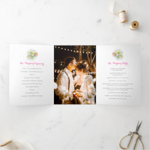 Watercolor spring hellebore flowers wedding  Tri-Fold programme