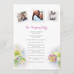 Watercolor spring hellebores wedding program