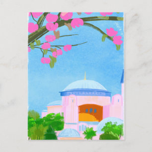 Watercolor spring in Istanbul Postcard