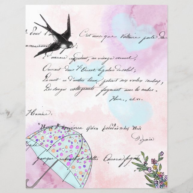 Watercolor spring pretty elegant scrapbooking card (Front)
