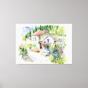 Watercolor Spring Summer Garden Canvas Print