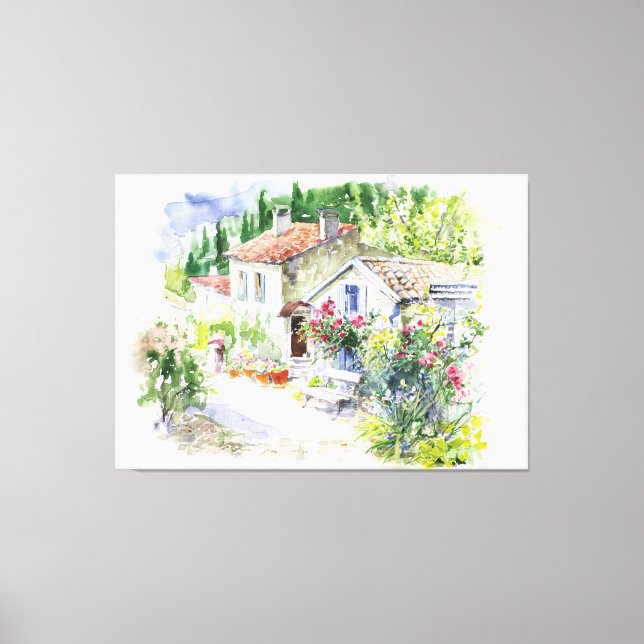 Watercolor Spring Summer Garden  Canvas Print (Front)