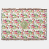 Watercolor Spring Tulips with Custom Monogram