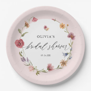 Watercolor Spring Wildflower Bridal Shower Paper Plate