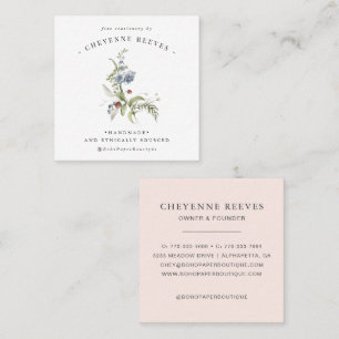 Watercolor Spring Wildflower Square Business Card