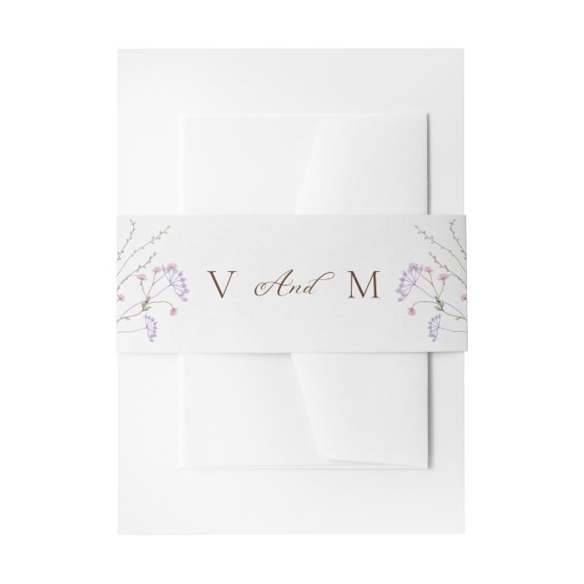 Watercolor Spring Wildflower Wedding Invitation Belly Band (Front Example)