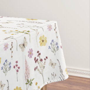 Watercolor Spring Wildflowers Pattern Tablecloth