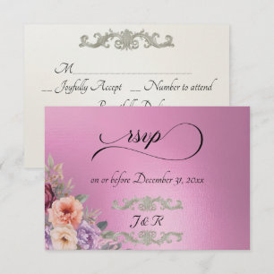 Watercolor Spring Wildflowers - Rose Pink RSVP Card