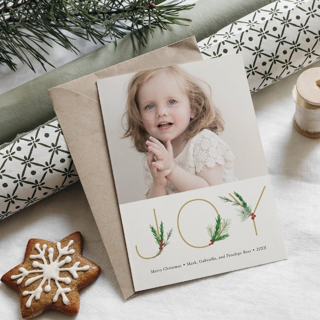 Watercolor Springs Christmas Joy Photo Card (Creator Uploaded)