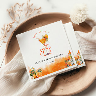 Watercolor Spritz Orange Flowers Bridal Shower Napkin