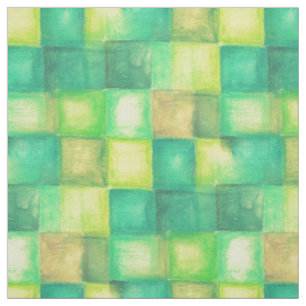 Watercolor Squares Pattern green + your ideas Fabric
