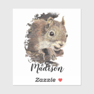 Watercolor Squirrel Animal Nature Custom Name