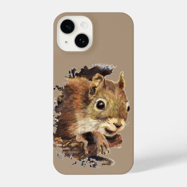 Watercolor Squirrel Curious Peeking out Animal Art iPhone Case (Back)