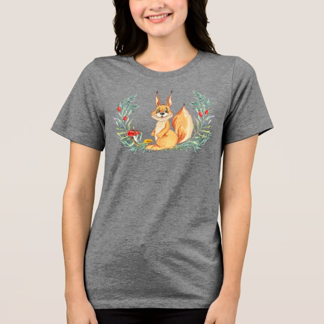 Watercolor Squirrel  Tri-Blend Shirt (Front)