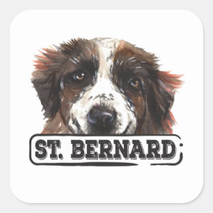 Watercolor St. Bernard Square Sticker