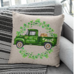 Watercolor St. Patrick's Day Green Truck Clover  Throw Pillow<br><div class="desc">This design may be personalized in the area provided by changing the photo and/or text. Or it can be customized by clicking Personalize this Template and then choosing the click to customize further option and delete or change the colour of the background, add text, change the text colour or style,...</div>