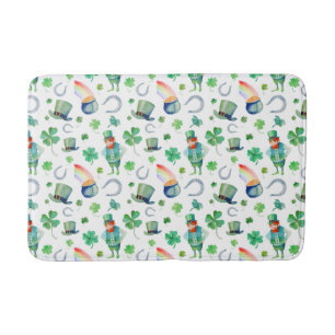 Watercolor St. Patrick's Day Pattern Bath Mat