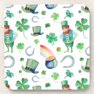 Watercolor St. Patrick's Day Pattern Coaster