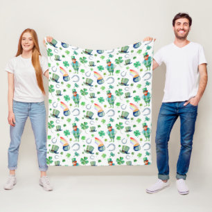 Watercolor St. Patrick's Day Pattern Fleece Blanket