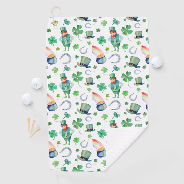 Watercolor St. Patrick's Day Pattern Golf Towel (InSitu)