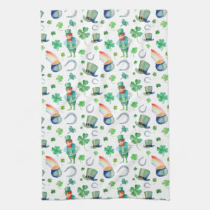 Watercolor St. Patrick's Day Pattern Kitchen Towel