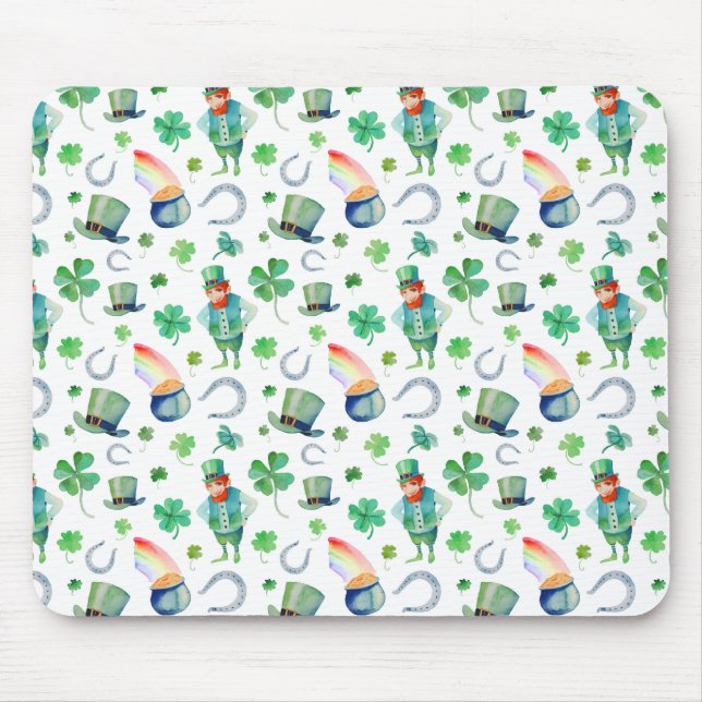 Watercolor St. Patrick's Day Pattern Mouse Pad (Front)