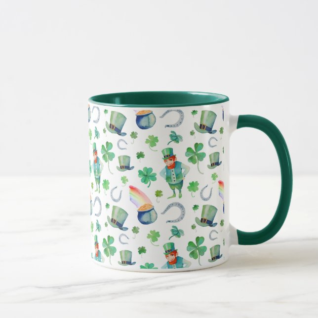 Watercolor St. Patrick's Day Pattern Mug (Right)