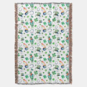 Watercolor St. Patrick's Day Pattern Throw Blanket