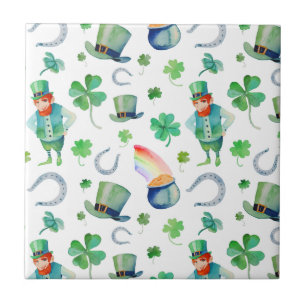 Watercolor St. Patrick's Day Pattern Tile