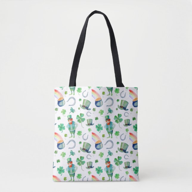 Watercolor St. Patrick's Day Pattern Tote Bag (Front)