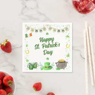 Watercolor St Patricks Party Napkin