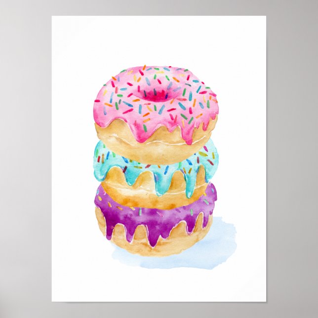 Watercolor stack of doughnuts poster (Front)
