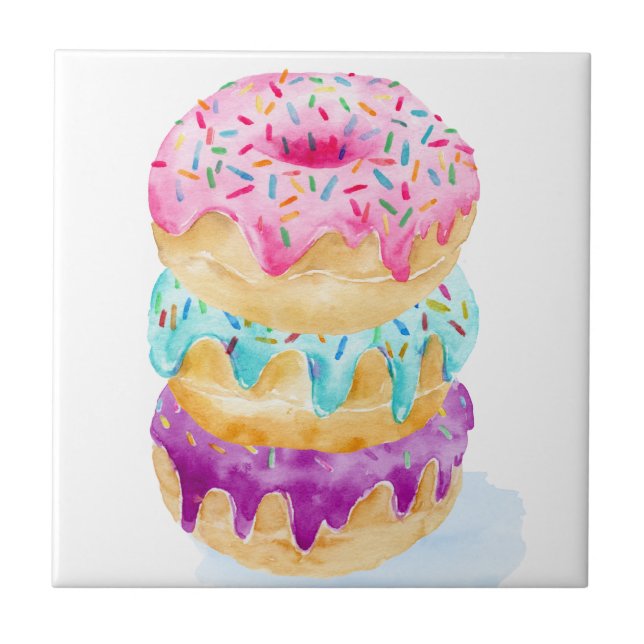 Watercolor stack of doughnuts tile (Front)