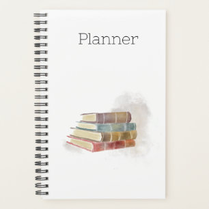Watercolor Stacked Books Planner