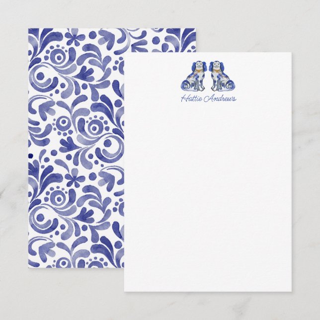 Watercolor Staffordshire Dogs Personalized Card (Front/Back)