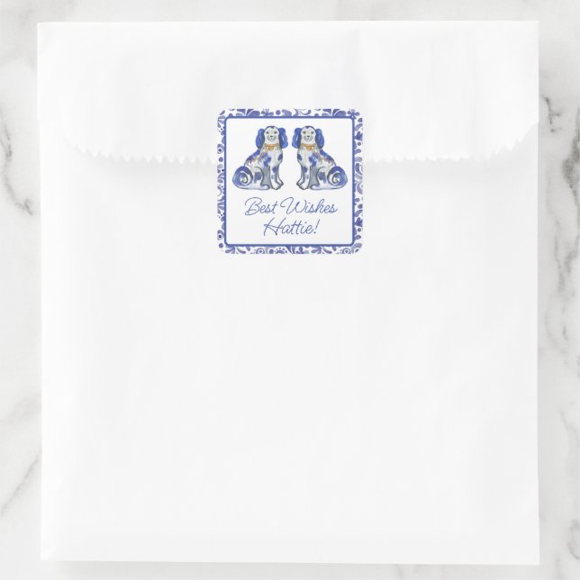 Watercolor Staffordshire Dogs Square Sticker (Bag)
