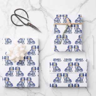 Watercolor Staffordshire Dogs Wrapping Paper Sheet