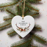 watercolor stag floral terracotta modern elegant ceramic ornament<br><div class="desc">Modern elegant traditional rustic stag floral script modern beautiful Christmas holiday decor ornament Part of a natural,  terracotta,  black and sage green elegant collection.</div>