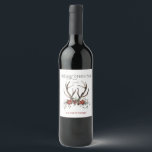 Watercolor Stag Merry Christmas Greenery Wine Label<br><div class="desc">The Watercolor Stag Merry Christmas Greenery Wine Label feature a beautifully watercolor design that exudes natural elegance and holiday charm. At the heart is a majestic antlers, surrounded by lush greenery. The botanical accents include sprigs of pine, eucalyptus, and seasonal foliage, creating a serene and organic aesthetic. Matching items available....</div>