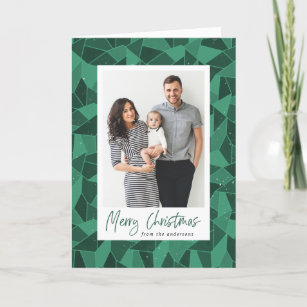 Watercolor Stained Glass Merry Christmas Photo Holiday Card