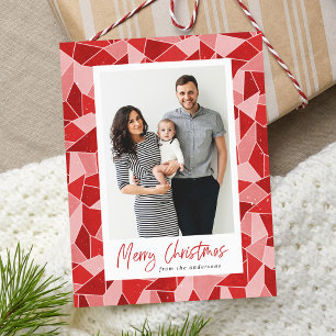 Watercolor Stained Glass Merry Christmas Photo Holiday Postcard