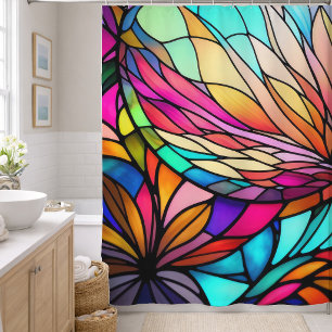 Watercolor Stained Glass Style Abstract Geometric