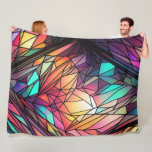 Watercolor Stained Glass Style Abstract Geometric Fleece Blanket<br><div class="desc">Watercolor Stained Glass Style Abstract Geometric Design</div>