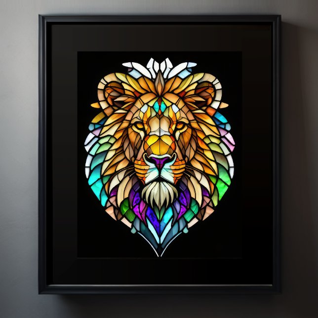 Watercolor Stained Glass Style Lion 5:4 Poster (Creator Uploaded)