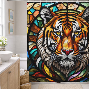 Watercolor Stained Glass Style Tiger