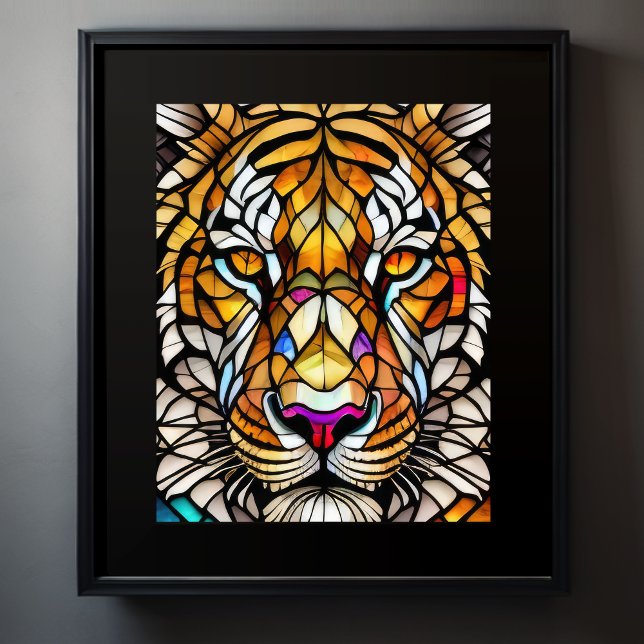 Watercolor Stained Glass Style Tiger 5:4 Poster (Creator Uploaded)