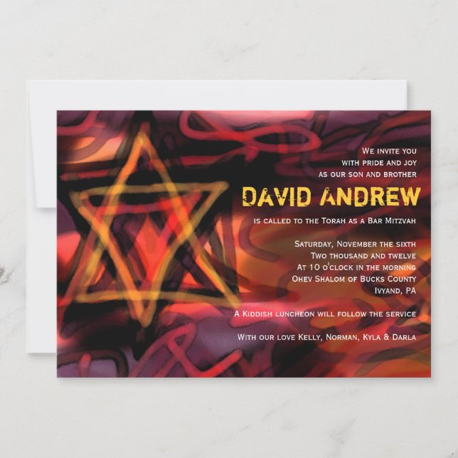 WATERCOLOR STAR Bar Invitation Bat mitzvah (Devant)